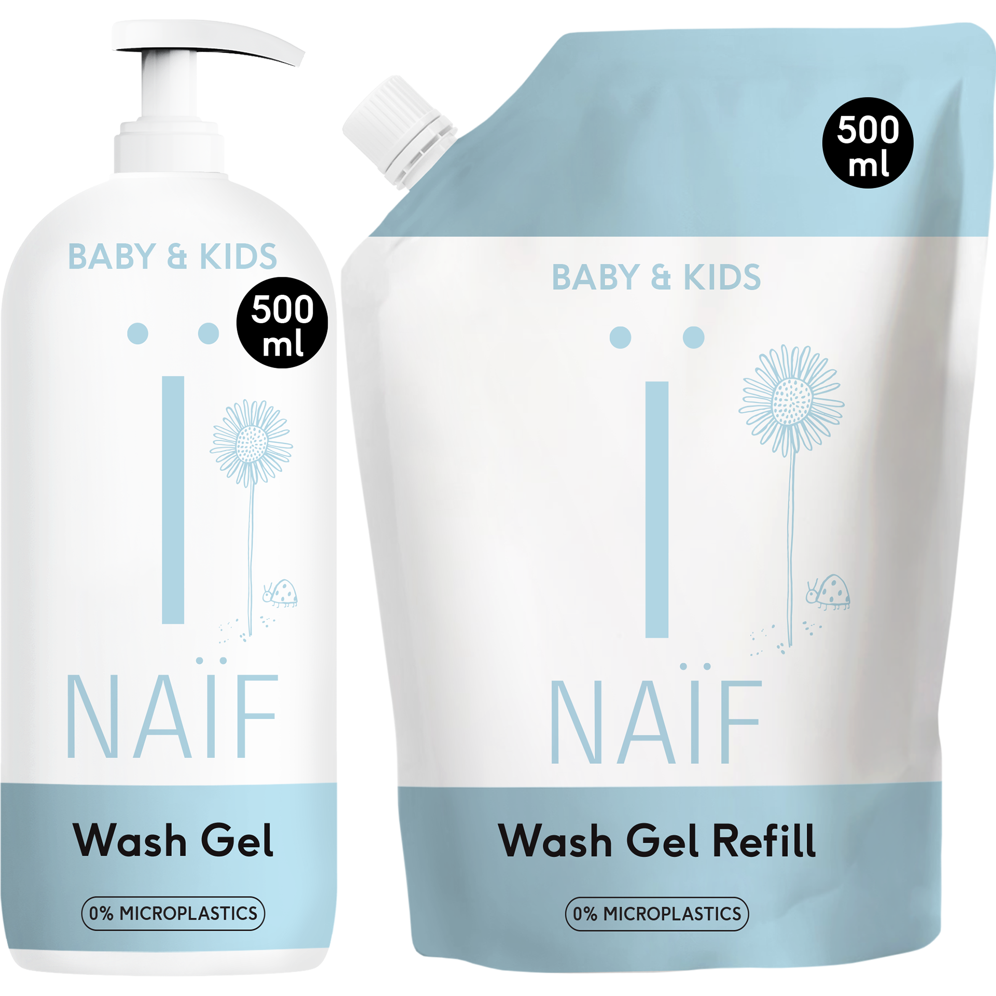 Value Set Cleansing Wash Gel & Refill Pack for Baby & Kids 500ml