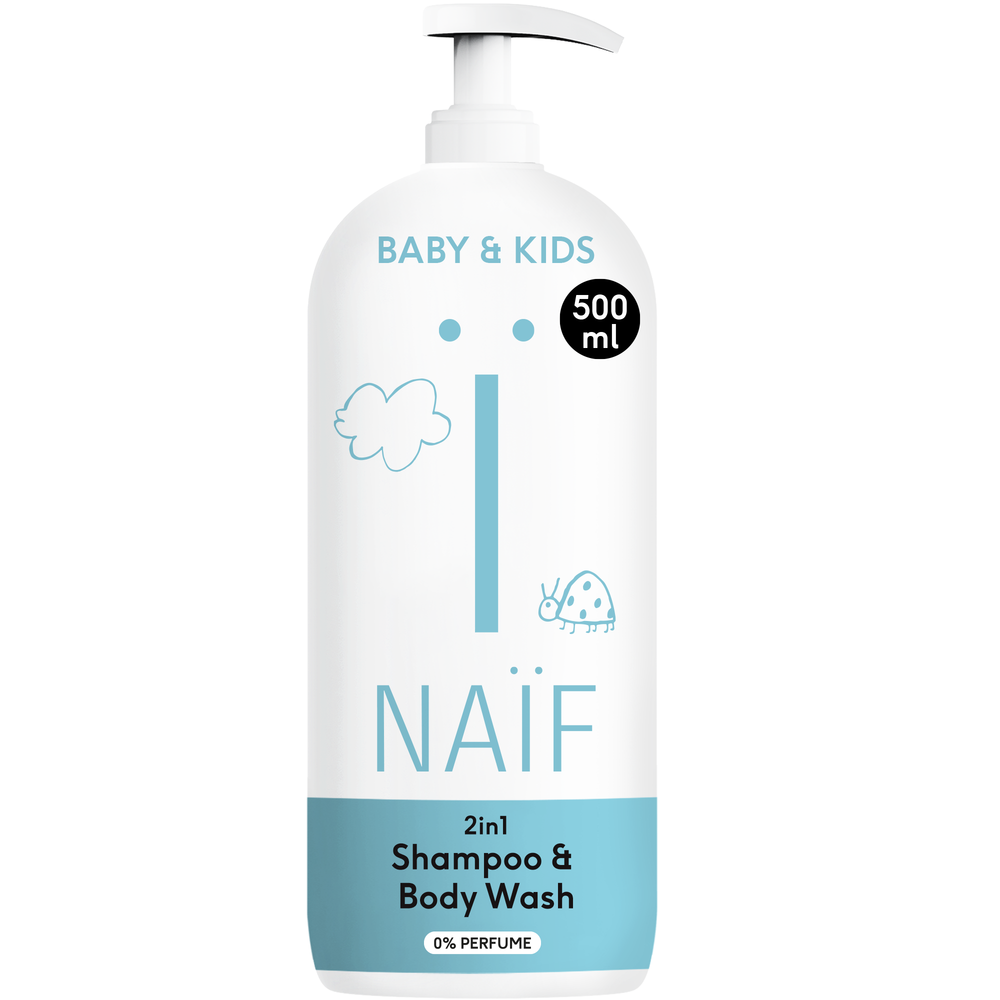 2-in-1 Shampoo & Body Wash 0% Perfume 500ml pump bottle