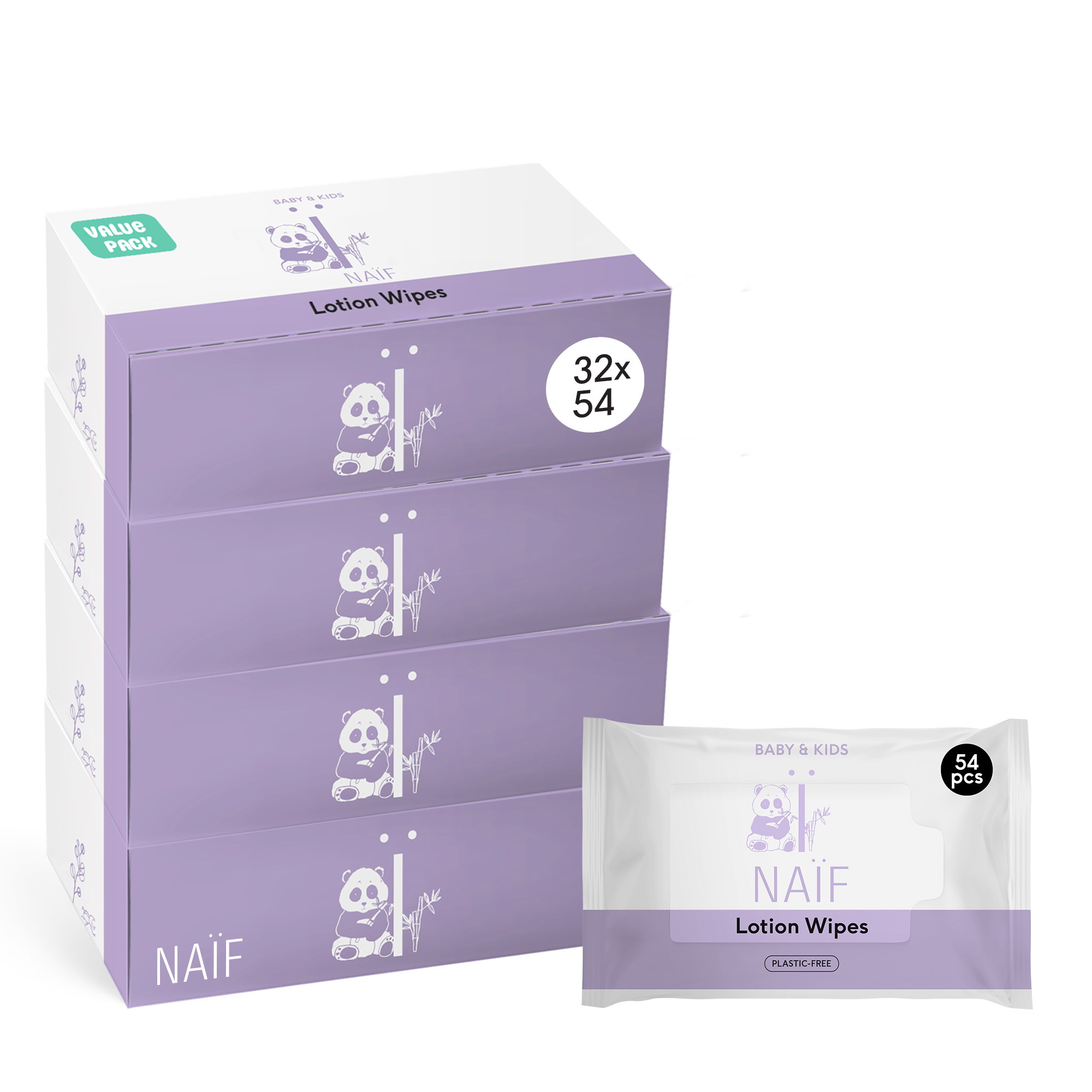 Plastic Free Lotion Wipes for Baby & Kids 32 pack