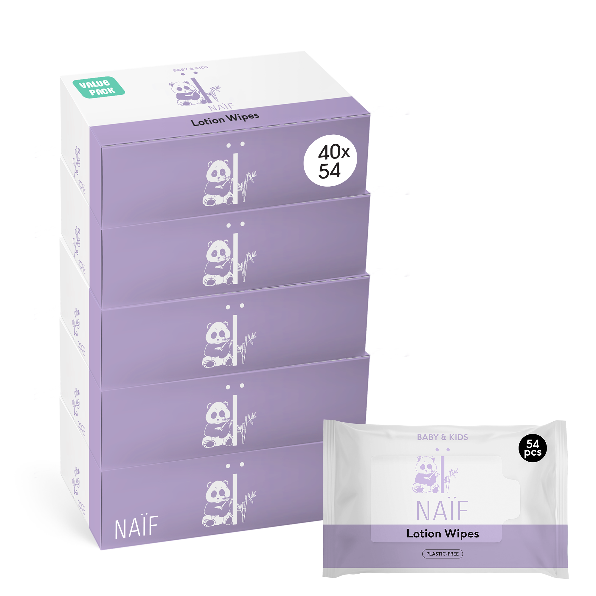 Plastic Free Lotion Wipes for Baby & Kids 40 pack