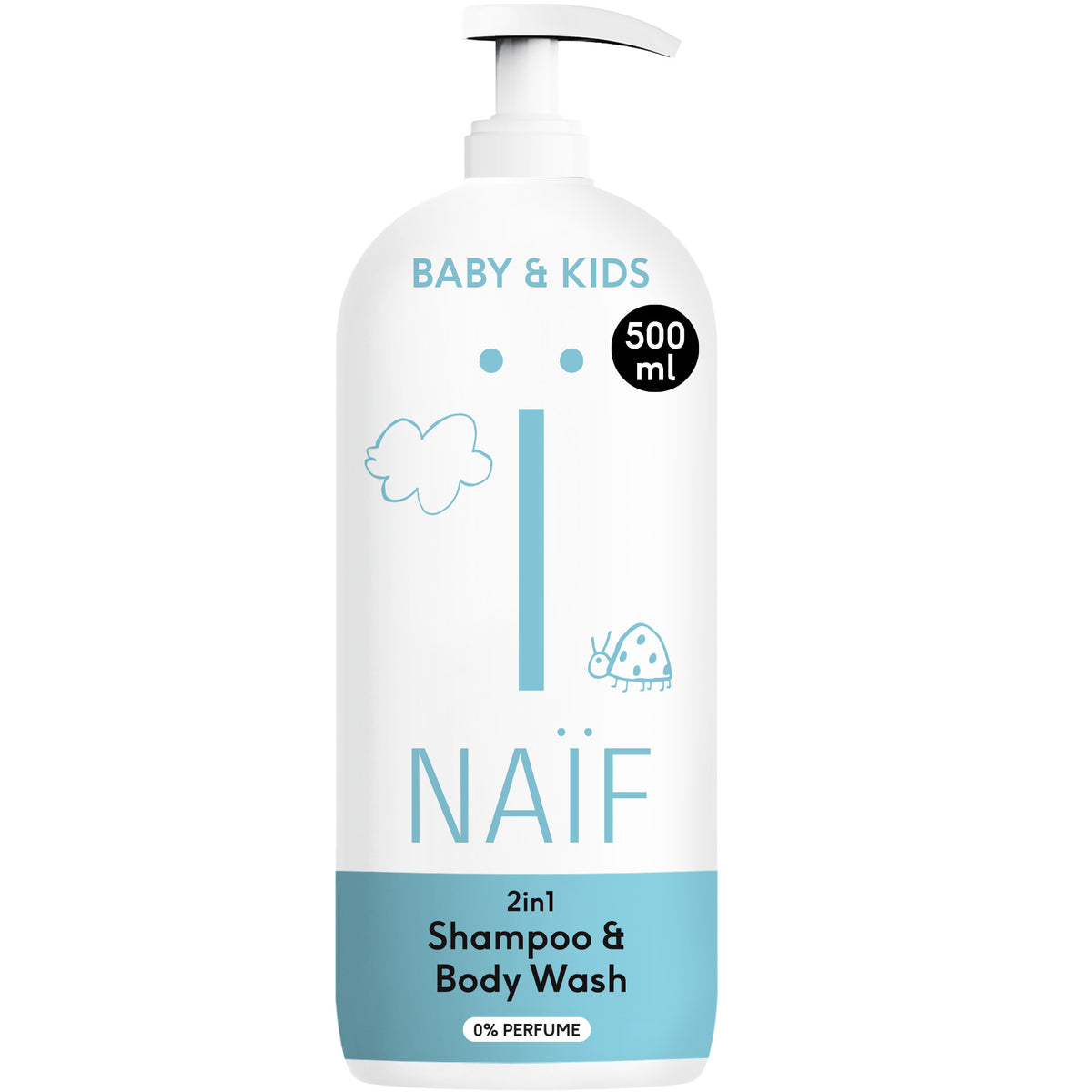 2 in 1 Shampoo & Duschgel für Babys & Kinder (0% Parfüm, 500ml)