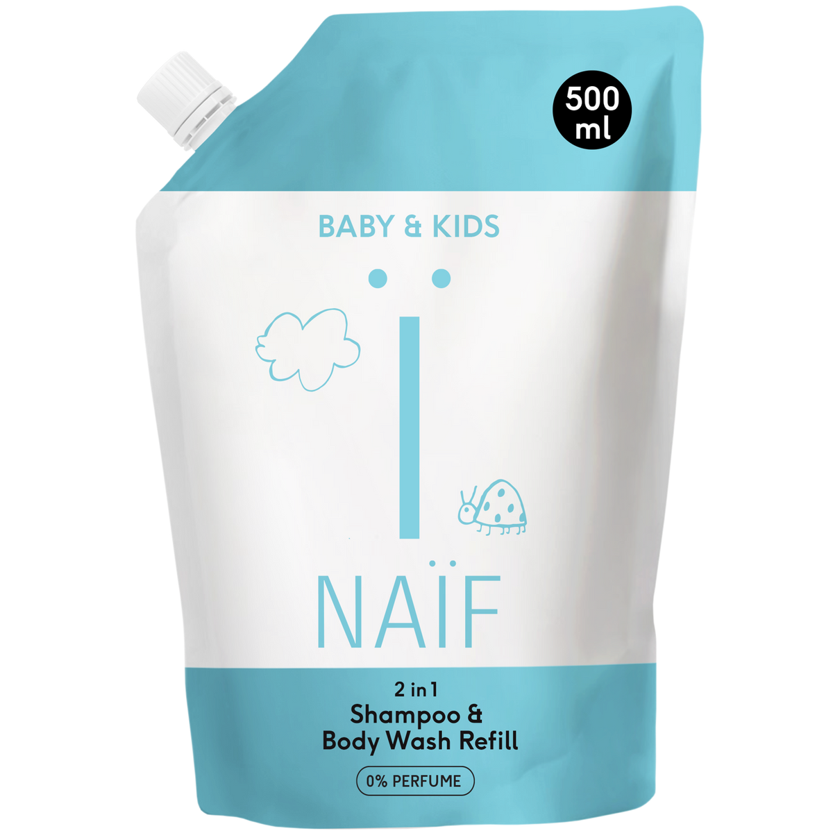 2 in 1 Shampoo & Duschgel, Nachfüllpackung für Babys & Kinder (0% Parfüm, 500ml)