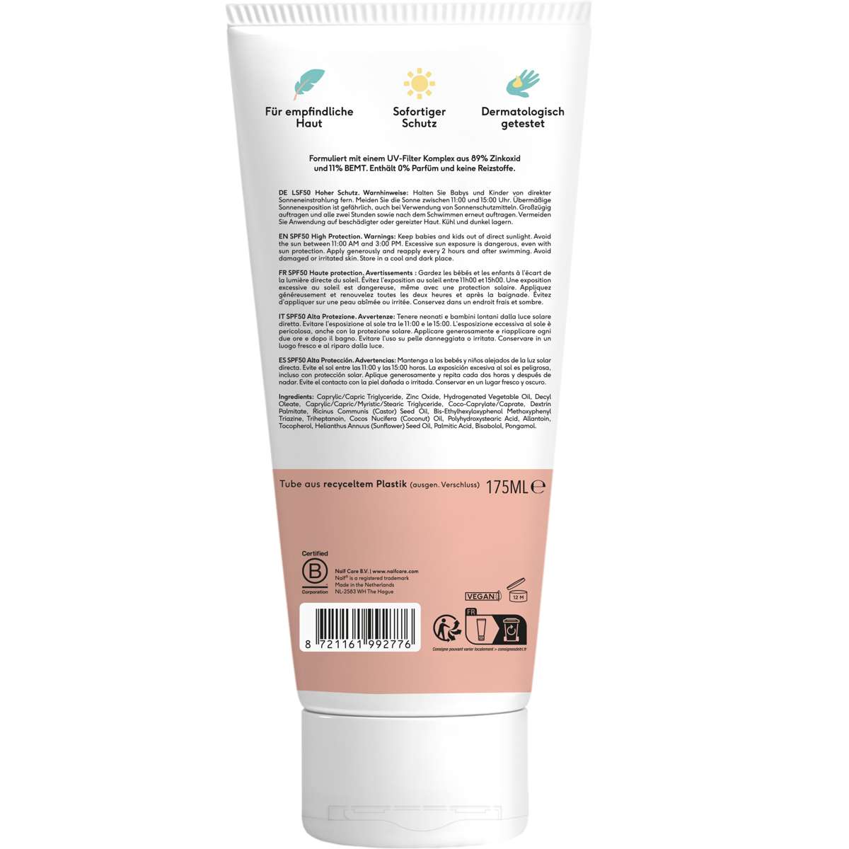 Mineralische Sonnencreme für Babys & Kinder LSF 50 (0% Parfüm, 175ml)