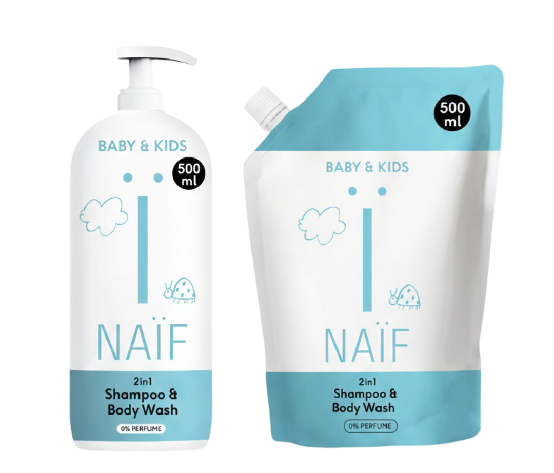 Value Set 2-in-1 Shampoo & body wash 0% Perfume Bottle + Refill 500ml