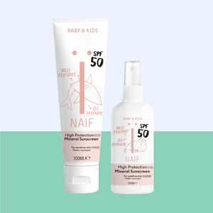 Sunscreen Cream + Sun Spray - SPF50 - 2x 100ml -  0% parfum - for Baby & Kids