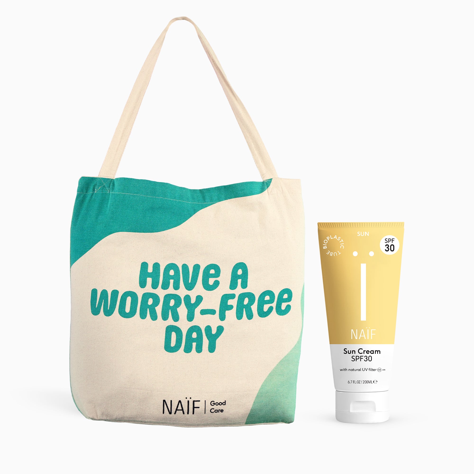 Zonnebrand Crème SPF30 200ML + gratis Naïf tas